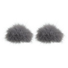 Furry Microphone Windscreen 5mm x 55mm for Microphone Light Gray 2 Pack