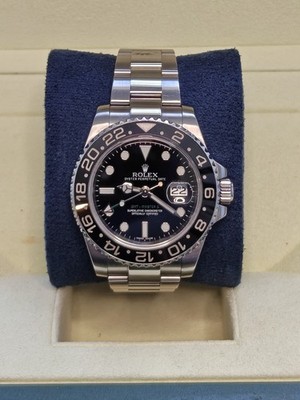 Rolex GMT-Master II 116710LN Silver Oyster Bracelet with Black Bezel w Box