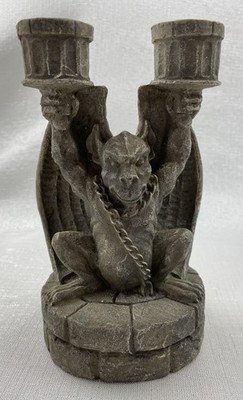 Vintage Gargoyle Vandor Double Candle/Incense Gothic Halloween Figurine Decor 7''