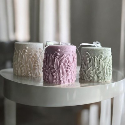 Lily of the Valley pillar candle, Flower candle(1pc), Wedding Favors
