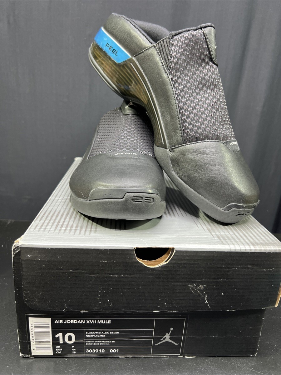 2002 Nike Air Jordan 17 OG Mule Black Metallic Silver 303910 001