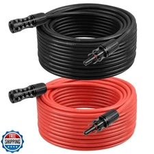 Kimbluth 8 AWG Solar Extension Cable 50FT Black + 50FT Red, 8 Gauge Solar Pan