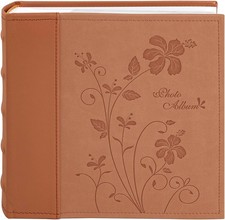 Photo Album Holds 4X6 200 Horizontal Pictures with Memo Space, Leather Vintage C