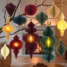 Large Paper Christmas Party Decorations, 12Pcs Honeycomb Paper Hanging Orname...