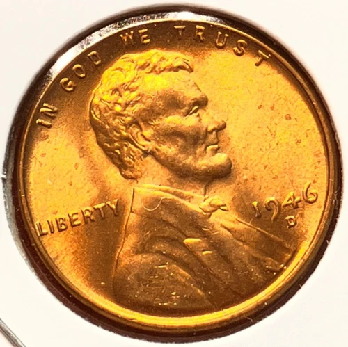 1946-D Lincoln Wheat Cent Penny GEM RED BU From an Original Bank Roll