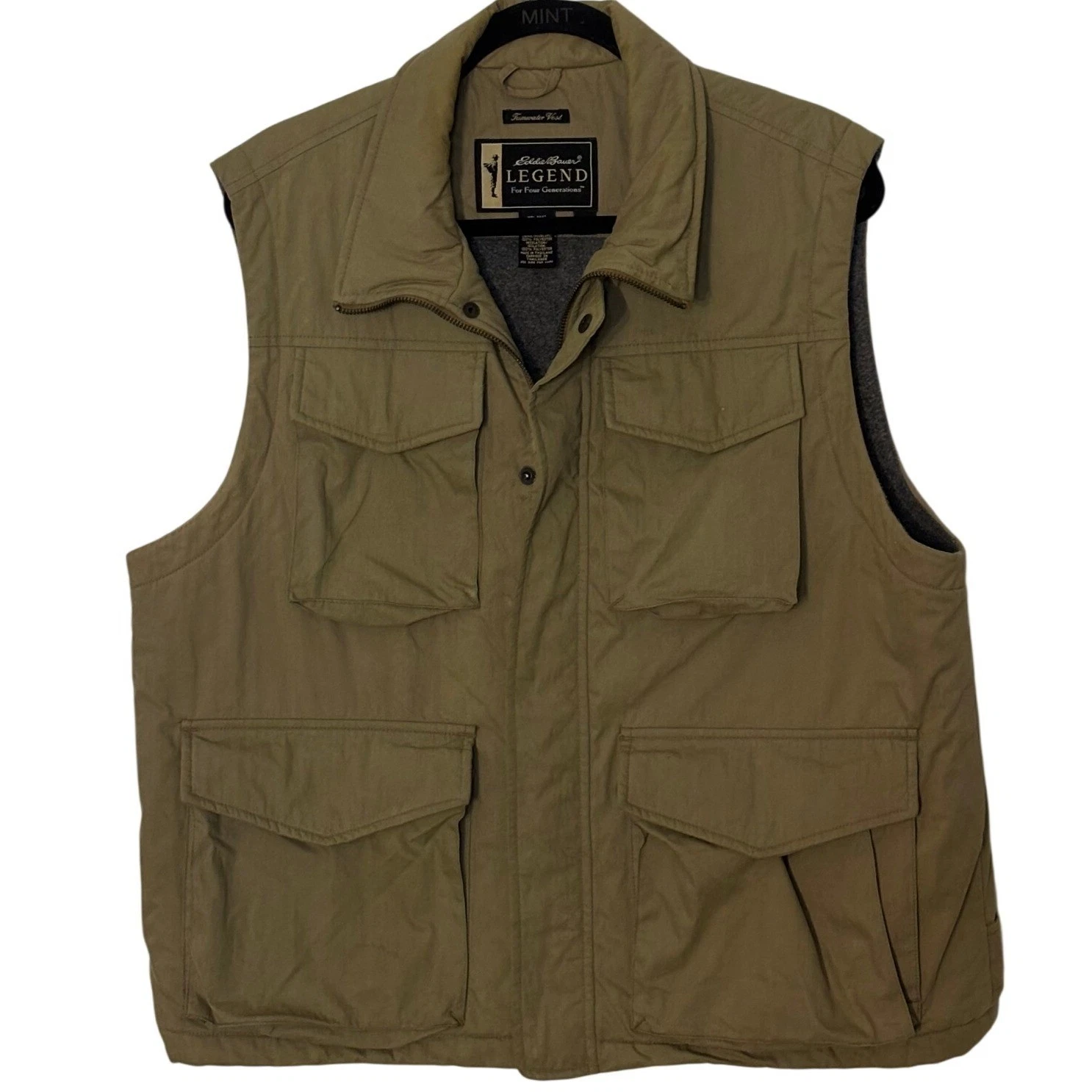 Eddie Bauer Legend Tumwater Vest Mens S Tan Khaki Polartec Fleece Lined Cargo