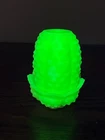 VTG Fenton 4.5"H Custard Glass Hobnail Fairy Lamp Uv Reactive (DAMAGED)