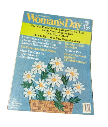 Womans Day Magazine OCTOBER 1976 DAISY EMBROIDERY