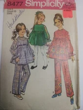 Shirt Top Dress NO PANTS Girls 6 Simplicity 8477 Sewing Pattern VTG 60s Cut