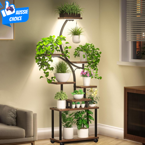 157cm 8-Tier Indoor Plant Stand with Grow Lights S-Shaped Display Shelf - Picture 12 of 12