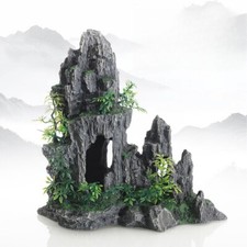 Large Fish Tank Decorations Mountain View Aquarium Ornament with Tree House Cave