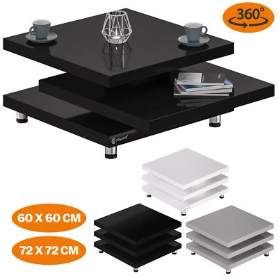 CASARIA® Couchtisch Beistelltisch Hochglanz Modern Drehbar Wohnzimmer Sofa Tisch - Bild 1 von 4