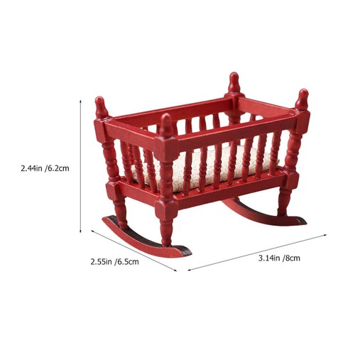 Holzsimulierung Cradle Kind Baby Entzückendes Wiegenmodell Kinder Accessoire - 第 6/12 張圖片