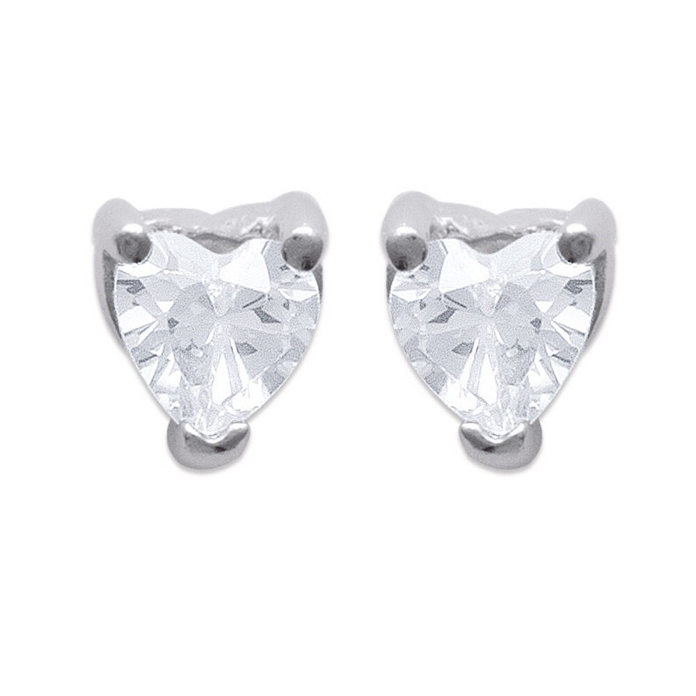 Boucles d'oreilles cœur 4mm en argent 925 rhodié et oxyde de zirconium
