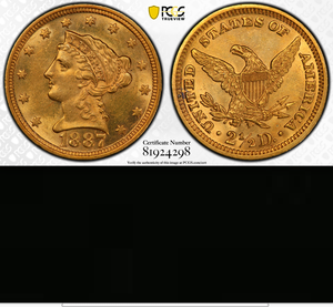 Details About 1887 Pcgs Ms63 Mintage 6160 2000 Pcgs Price Guide Pq 250 Quarter Eagle