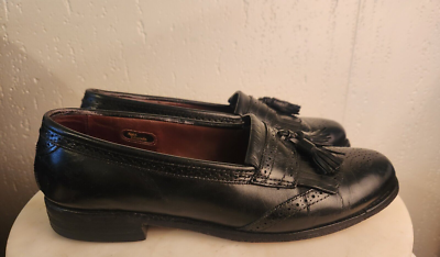Allen Edmonds Bridgeton Men\'s Black Leather Kiltie Tassel Loafers Sz 9.5 B ALLEN EDMONDS Bridgeton 9.5 D Tassel Kiltie Loafers Black  main image 4