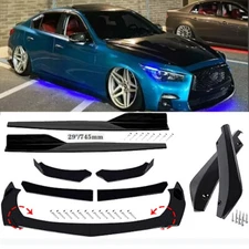 Front Bumper Lip Body Kit Splitter Spoiler For  Infiniti Q50 Q60 Q70 Black