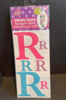 Initially Yours  R  Monogram Decal 3D Embossed Effect