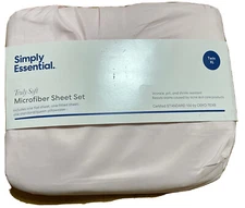Simply Essential Truly Soft BLUSH, 4-Piece Microfiber Sheet Set, Twin XL Size