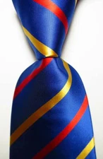 New Classic Striped Blue Red Yellow JACQUARD WOVEN Silk Men's Tie Necktie