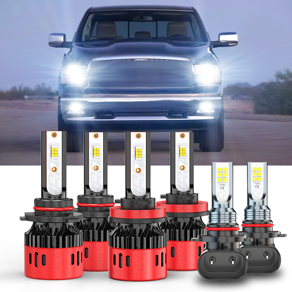 LED Headlight & Fog Light Bulb Kit For Dodge RAM 1500/2500/3500 (2016-2018) - 6000K, 26000LM, 5-Year Warranty