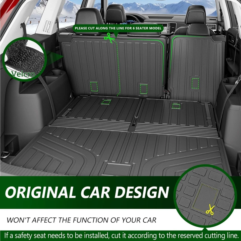 Floor Mats Cargo Mat Trunk Liners Backrest Mats For 2018-2025 Volkswagen Atlas Foto 4 de 4