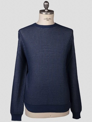 Fioroni Blue Cotton Sweater Crewneck FI71 Man