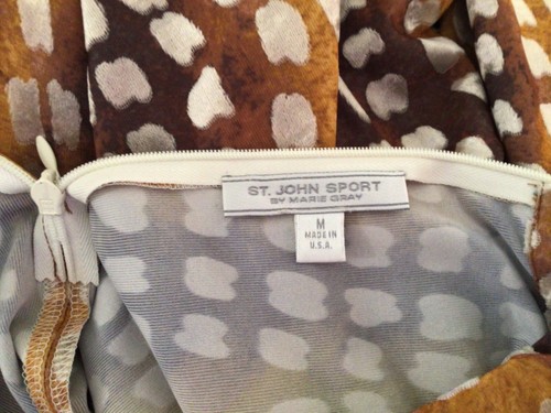 St. John Sport by Marie Gray Giraffe Print Multicolored Turtleneck Designer Sz M - Foto 5 di 5