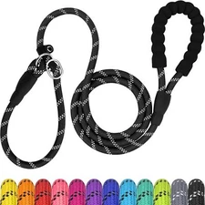 6Ft Slip Lead Training Dog Leash Reflective Strap Adjustable Loop - Large