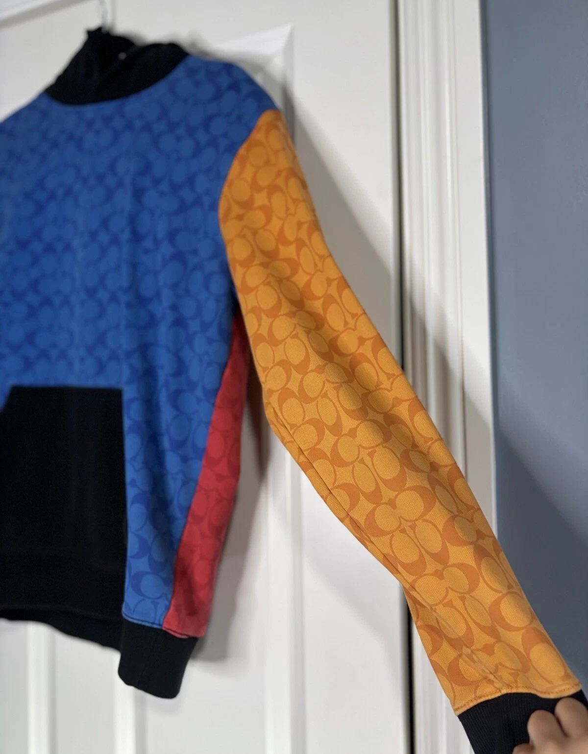 FELPA CON CAPPUCCIO COACH MULTICOLORE EDIZIONE LIMITATA STILE UNISEX Uomo Taglia S