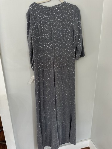Alex Evenings langes Strickkleid Schlüsselloch Metallic grau silber zinn 14w - Bild 7 von 10