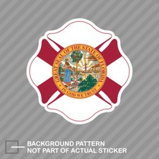 Florida State Shaped Maltese Cross Sticker Decal Fire Firefighter Dept Fireman