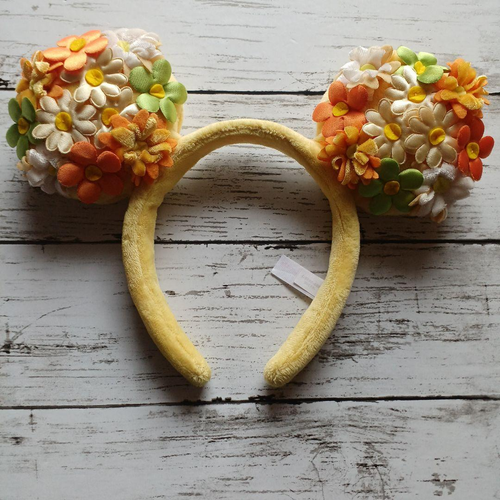 Tokyo Disney Resort Headband Minnie Mouse Easter flower colorful yellow JAPAN #2