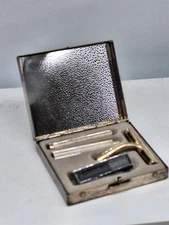 Vtg  1970s Flying Eagle Razor Travel Set Original Metal Box Complete Shave