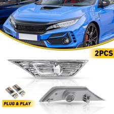 Pair Clear LED Side Lamp Turn Marker Signal Light For Honda Civic 2016-20 2021