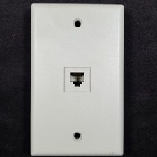 Gray Single Port Phone Jack Wallplate Standard Size 1-Gang - Used
