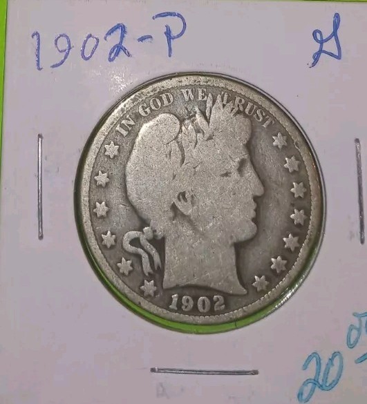 1902 P Barber Half Dollar 90 Silver Coin G Natural FULL RIMS IshA