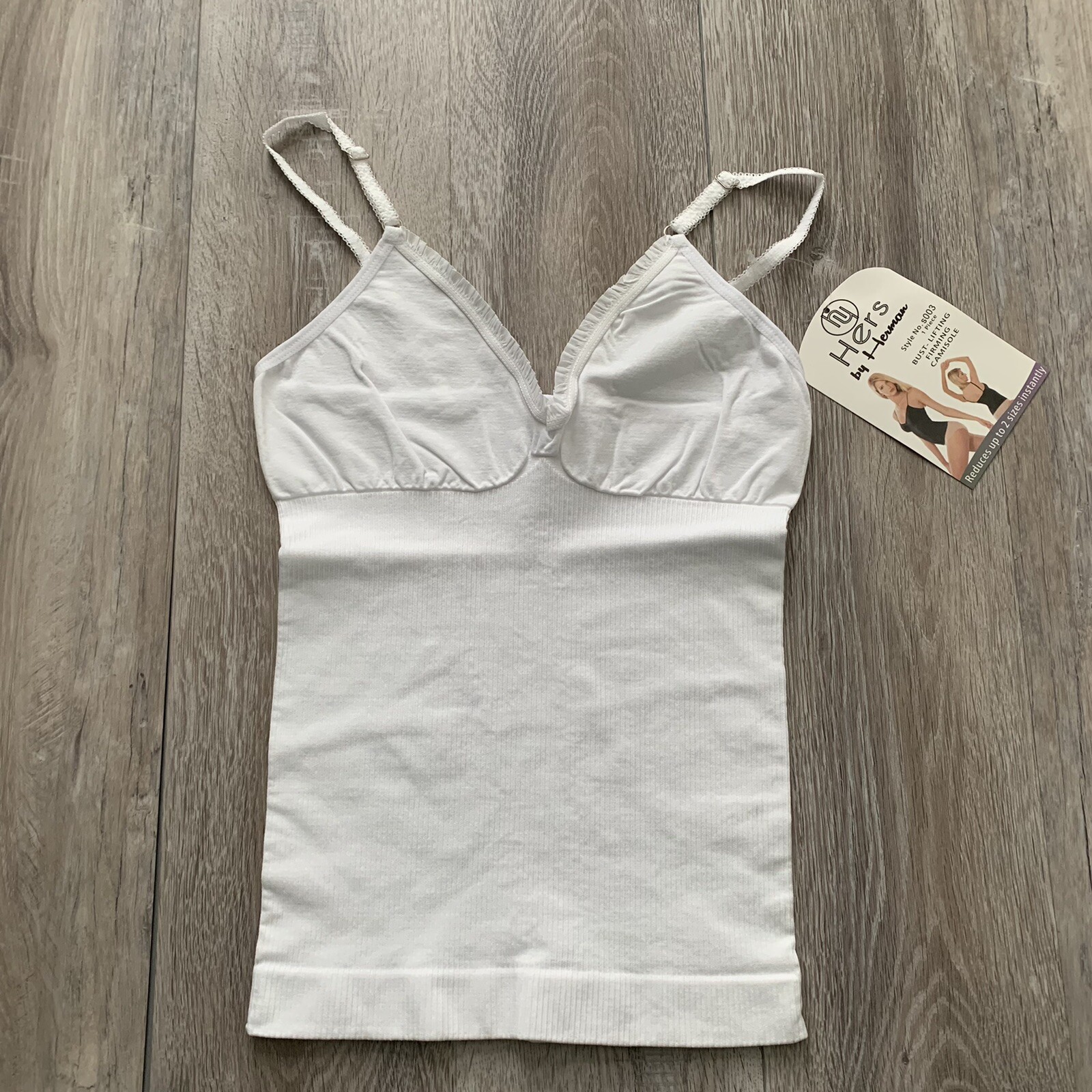 White Bust-Lifting Camisole Tank Top Small by Herman Hers Firming Support
