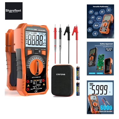 Digital Multimeter, TRMS Voltmeter Ammeter Auto Range 6000 Counter Ohmmeter, ...