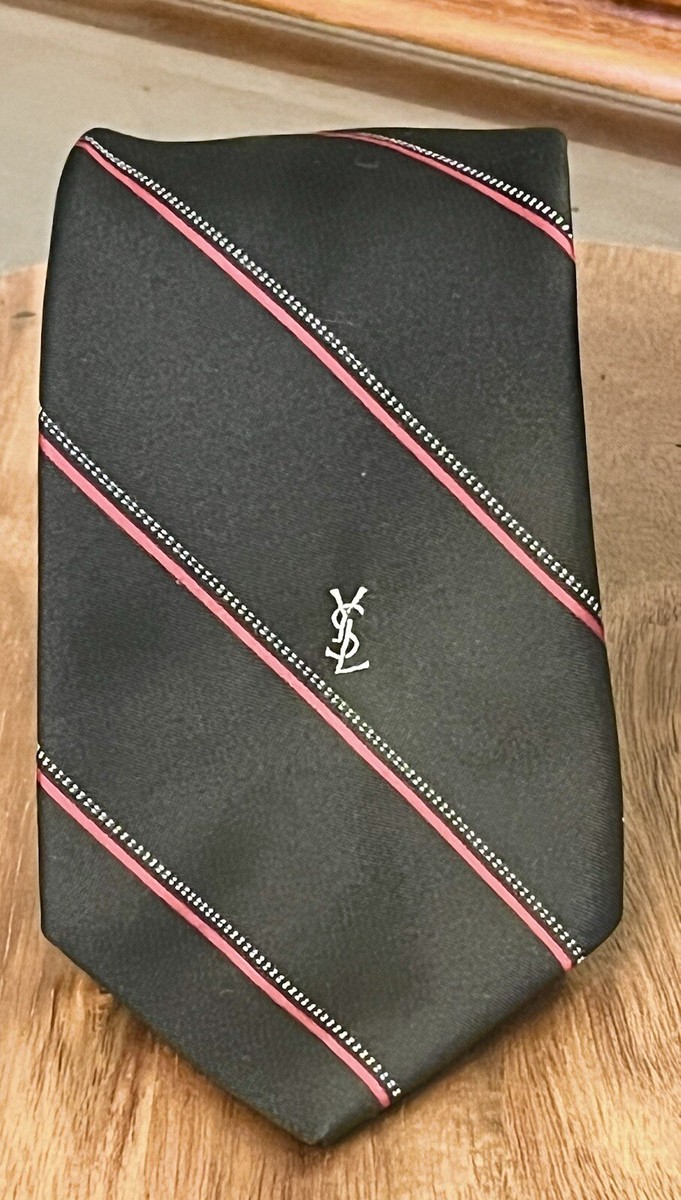 【関税＆送料込み】Saint Laurent Tie Vintage Yves Saint Laurent Tie Navy Blue Red Diagonal Stripe