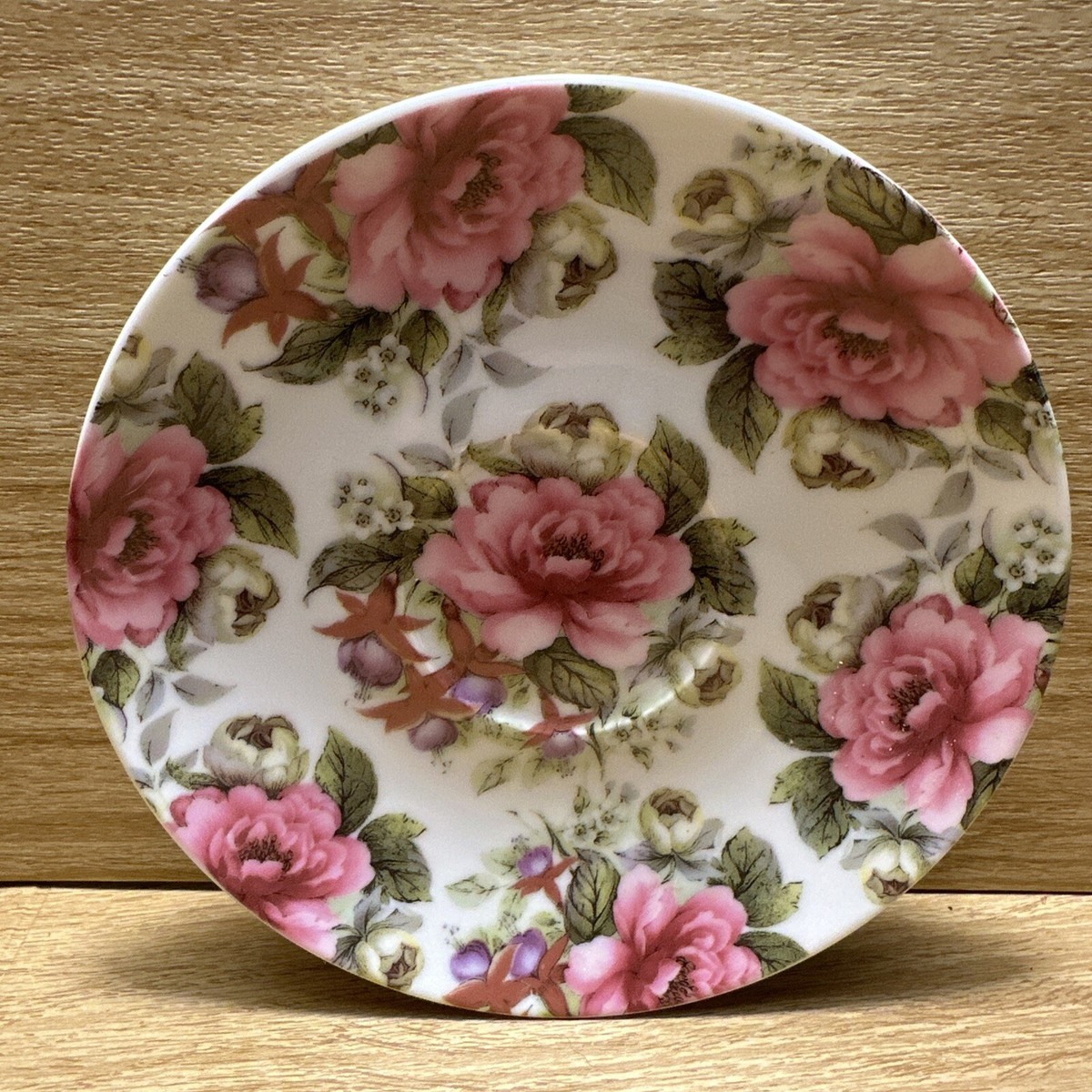 食器 rosa Kent Pottery 1887 Pink Roses Tea Cup and Saucer Floral Chintz VTG
