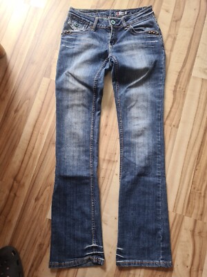 Damen Jeans blau von Dateless Größe S  Nieten türkise Knöpfe 36 Bundeweite 