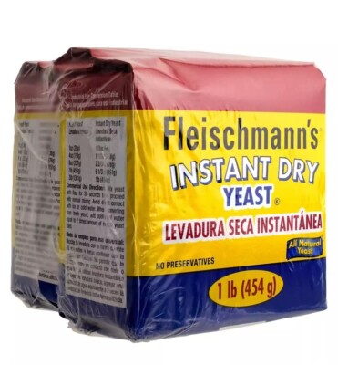 Fleischmann's Instant Dry Yeast for Bread Baking 1lb x 2 Packs 