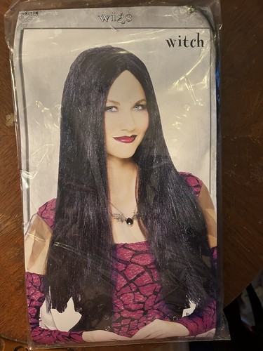 Peluca negra trasera 24” bruja oscura gótica Cher Morticia vampiro - Imagen 3 de 3