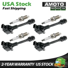 4PCS Ignition Coil + 4PCS Spark Plugs For Nissan Sentra 2002-2006 1.8L L4 UF351