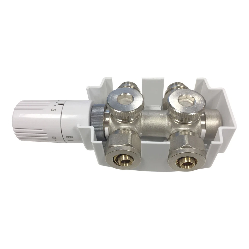 Ventil-Armaturen Set Multiblock Universal Eck-/Durchgangsform + Thermostatkopf - Bild 3 von 4