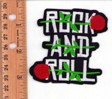 Rock and Roll with Roses Iron-on/Sew Embroidered Patch New
