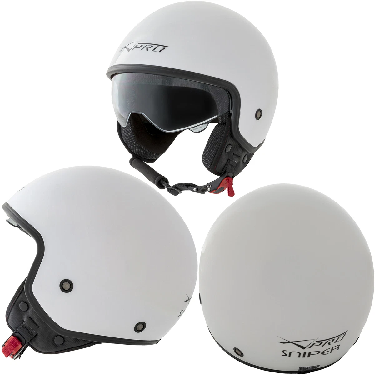 Casco Demi Jet Sonicmoto A-PRO – Omologato ECE 22-06, Frontino, Fodera Antibatterica, Argento XL