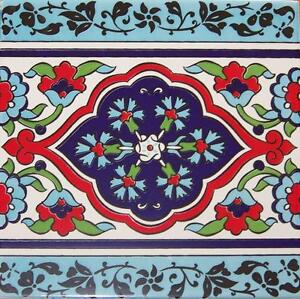 10cmx20cm 10 Ottoman Iznik Carnation & Daisy Pattern 4"x8" Ceramic Tile Border