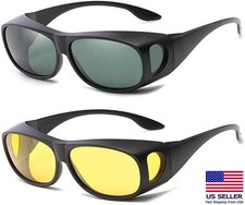 2 Set HD Day  Night Vision glasses Men Driving Wraparound Sunglasses Fits OVER